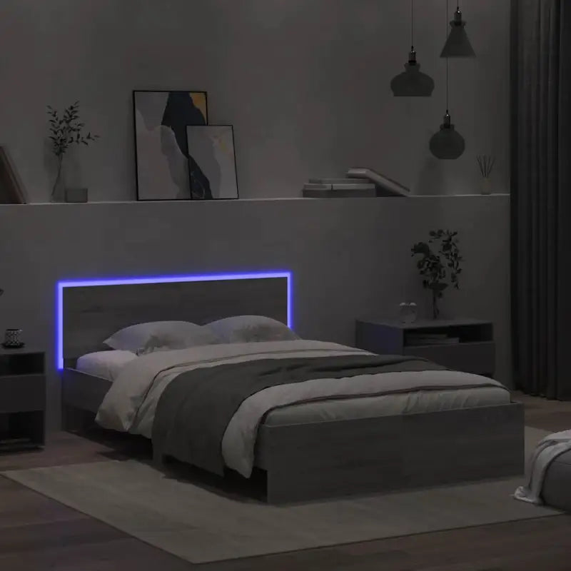 Grijs Sonoma Eiken Bedframe met RGB LED-verlichting voor Slaapkamer - Bedden & bedframes