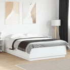 Grijs Sonoma Eiken Bedframe met RGB LED Verlichting - Wit / 140 x 200 cm - Bedden & bedframes
