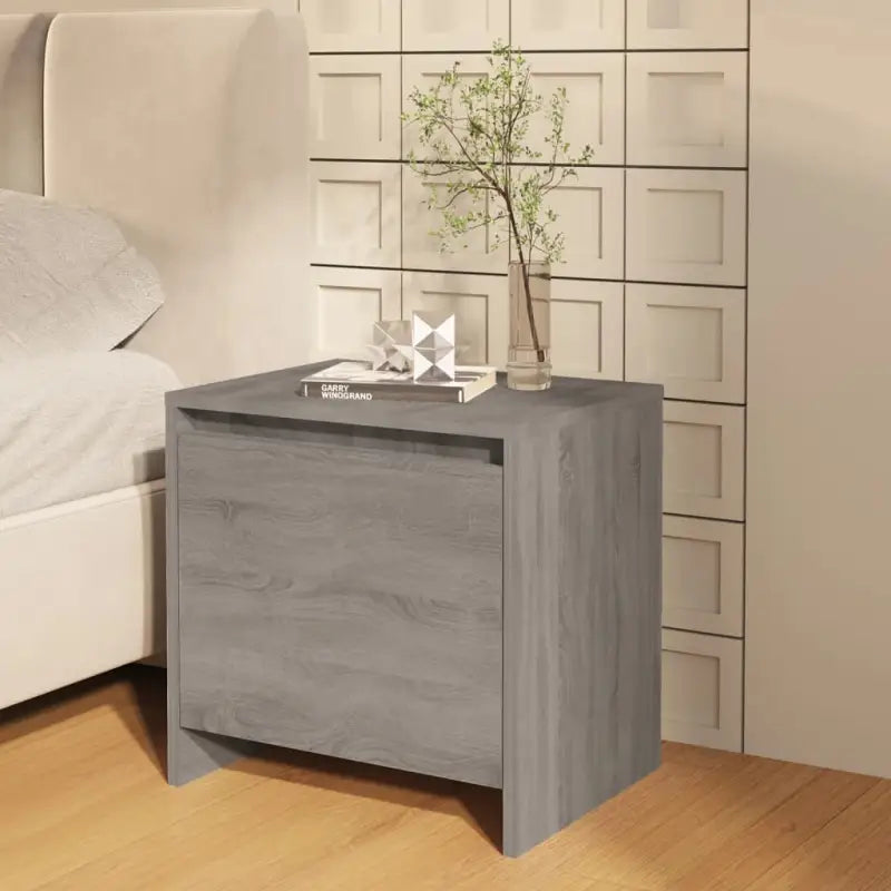 Grijs Sonoma nachtkastje van bewerkt hout met tijdloos design - Grijs sonoma / 1 - Nachtkastjes