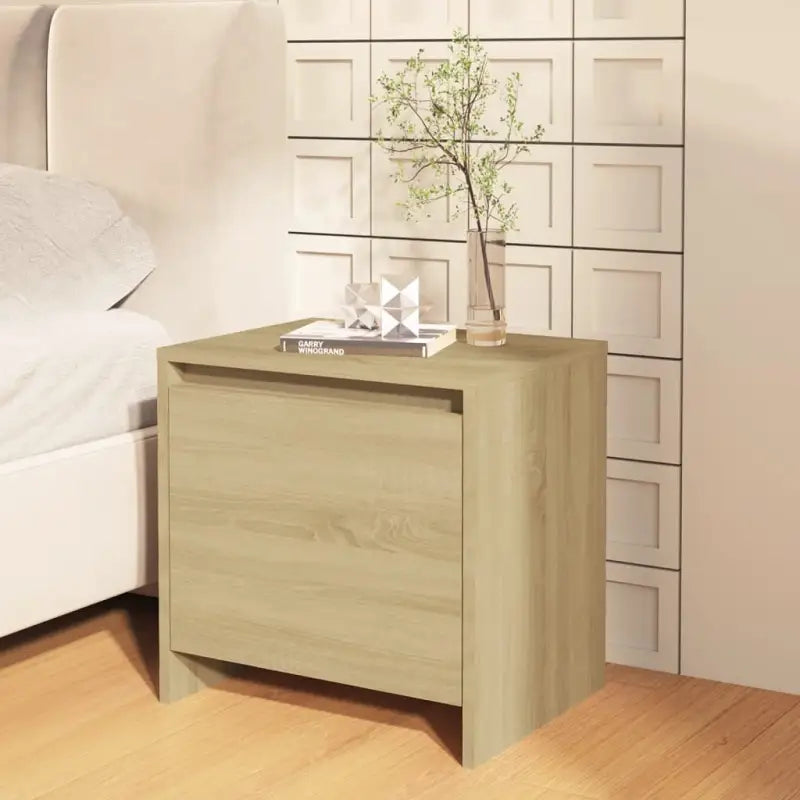 Grijs Sonoma nachtkastje van bewerkt hout met tijdloos design - Sonoma eiken / 1 - Nachtkastjes