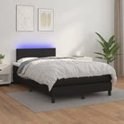 Grijze boxspring met matras en LED voor een rustgevende slaapkamer - Zwart / 120 x 200 cm / Effen ontwerp - Bedden &