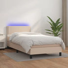 Grijze boxspring met matras en LED voor een rustgevende slaapkamer - Cappuccino / 90 x 200 cm / Effen met spijkers