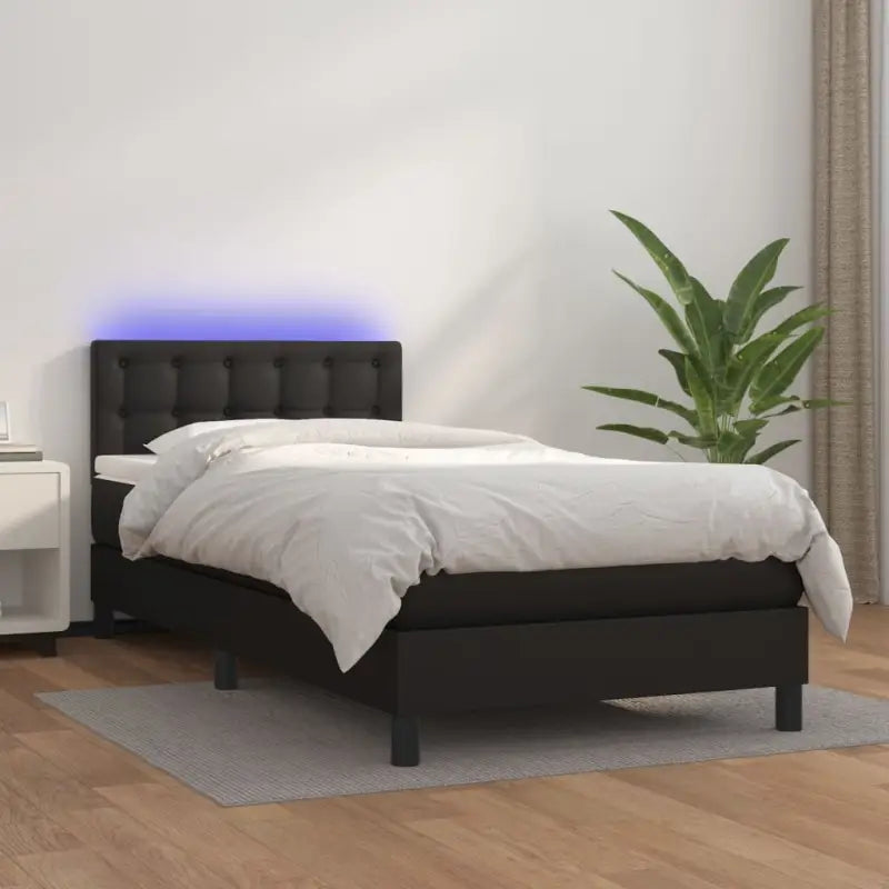 Grijze boxspring met matras en LED voor een rustgevende slaapkamer - Zwart / 80 x 200 cm / knoppwn - Bedden & bedframes