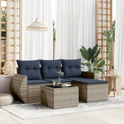 Grijze loungeset met gepoedercoat staal en waterdichte tas voor buitenplezier - grijs en marineblauw / Met tafel