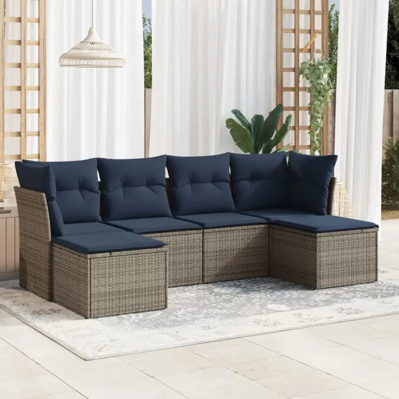 Grijze loungeset met gepoedercoat staal en waterdichte tas voor tuin - Grijs en blauw / Zonder tafel - Tuinsets