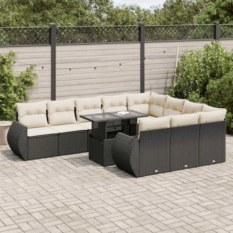 Grijze loungeset met waterdichte tas en gepoedercoat staal voor buiten - Zwart en crème - Tuinsets