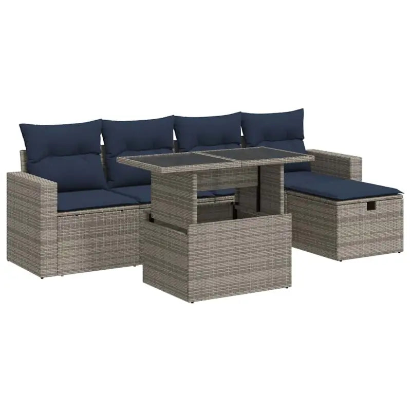 Grijze loungeset met waterdichte tas en gepoedercoat staal voor buitengebruik - Grijs / met opbergruimte - Tuinsets