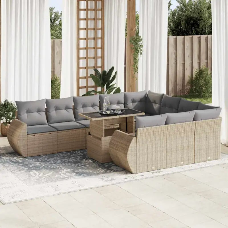 Grijze loungeset met waterdichte tas en gepoedercoat staal voor buiten - Beige en grijs - Tuinsets