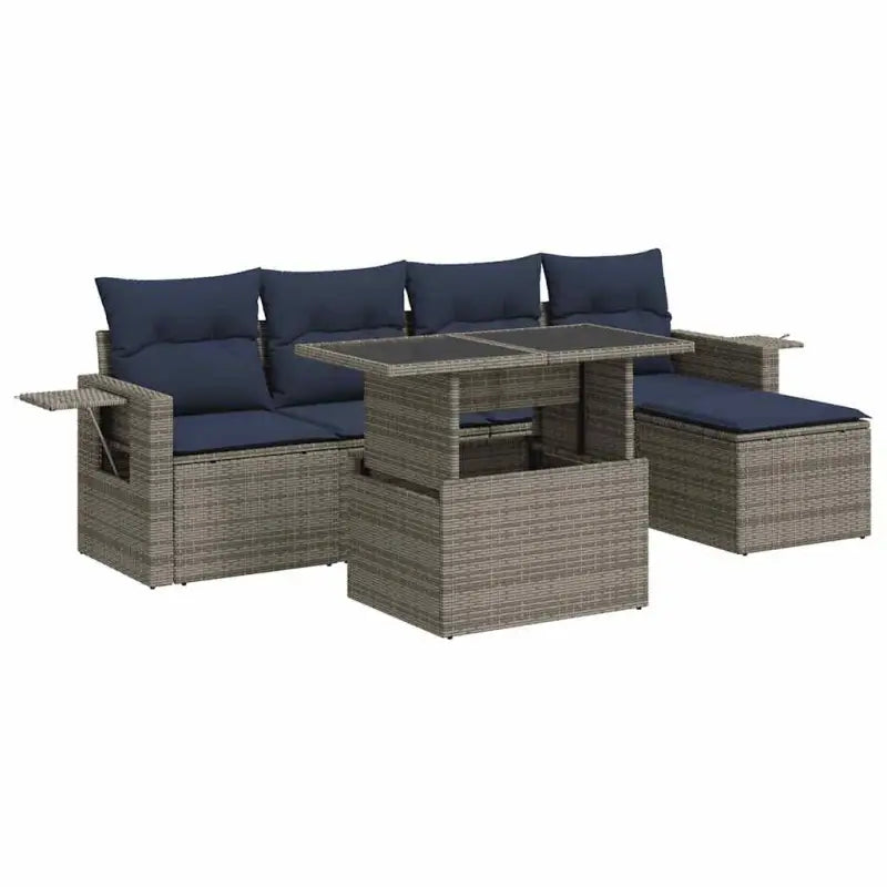 Grijze loungeset met waterdichte tas en gepoedercoat staal voor buitenplezier - Grijs / met opbergruimte - Tuinsets