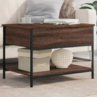 Grijze Salontafel met bewerkt hout en verstelbare poten - bruin eikenkleur / 1 / 70 cm - Salontafels