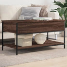 Grijze Salontafel met bewerkt hout en verstelbare poten - bruin eikenkleur / 1 / 100 cm - Salontafels