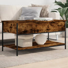 Grijze Salontafel met bewerkt hout en verstelbare poten - Gerookt eiken / 1 / 100 cm - Salontafels