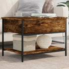 Grijze Salontafel met bewerkt hout en verstelbare poten - Gerookt eiken / 1 / 70 cm - Salontafels
