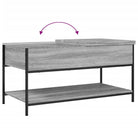 Grijze Salontafel met bewerkt hout en verstelbare poten - Salontafels