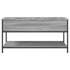 Grijze Salontafel met bewerkt hout en verstelbare poten - Salontafels