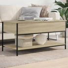 Grijze Salontafel met bewerkt hout en verstelbare poten - Sonoma eiken / 1 / 100 cm - Salontafels