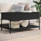 Grijze Salontafel met bewerkt hout en verstelbare poten - Zwart / 1 / 100 cm - Salontafels