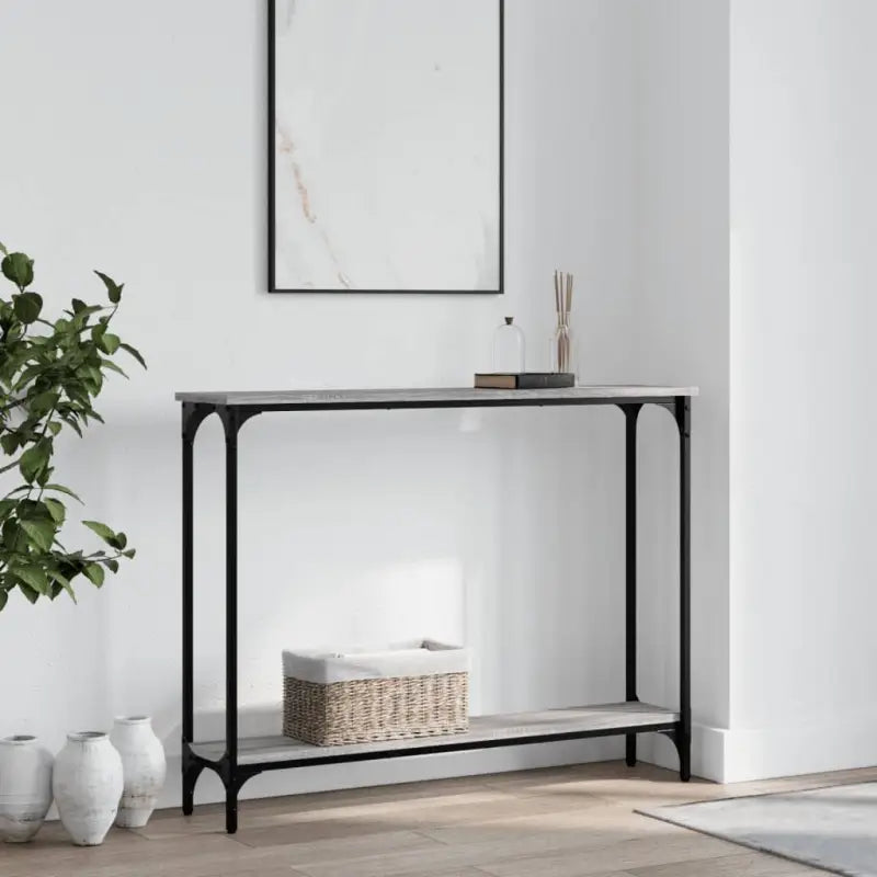 Grijze Sonoma bijzettafel met bewerkt hout en verstelbare poten - Grijs sonoma / 1 / 100 cm - Bijzettafels