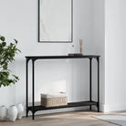 Grijze Sonoma bijzettafel met bewerkt hout en verstelbare poten - Zwart / 1 / 100 cm - Bijzettafels