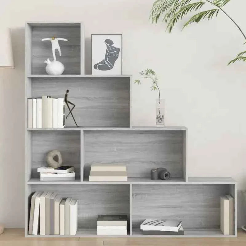Grijze Sonoma boekenkast met strak design en gemakkelijk schoon te maken