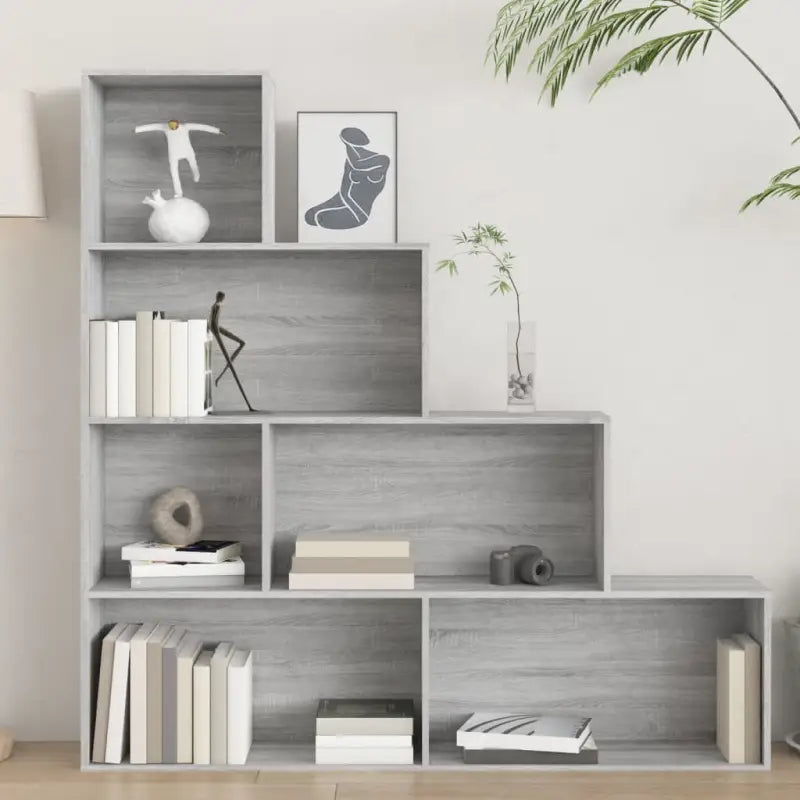 Grijze Sonoma boekenkast met strak design en gemakkelijk schoon te maken - Grijs sonoma / 1 - Boekenkasten