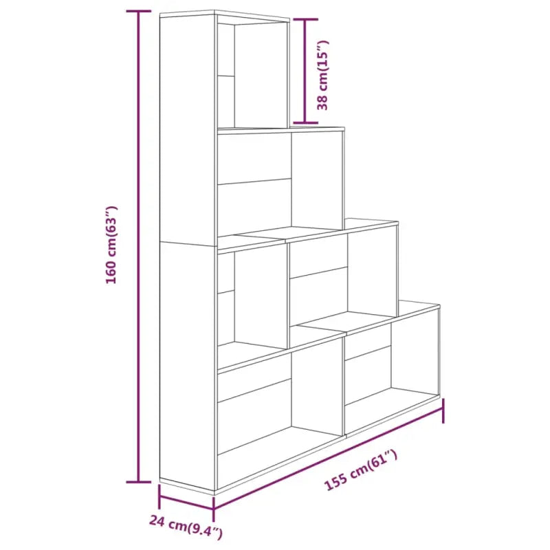Grijze Sonoma boekenkast met strak design en gemakkelijk schoon te maken - Grijs sonoma / 1 - Boekenkasten