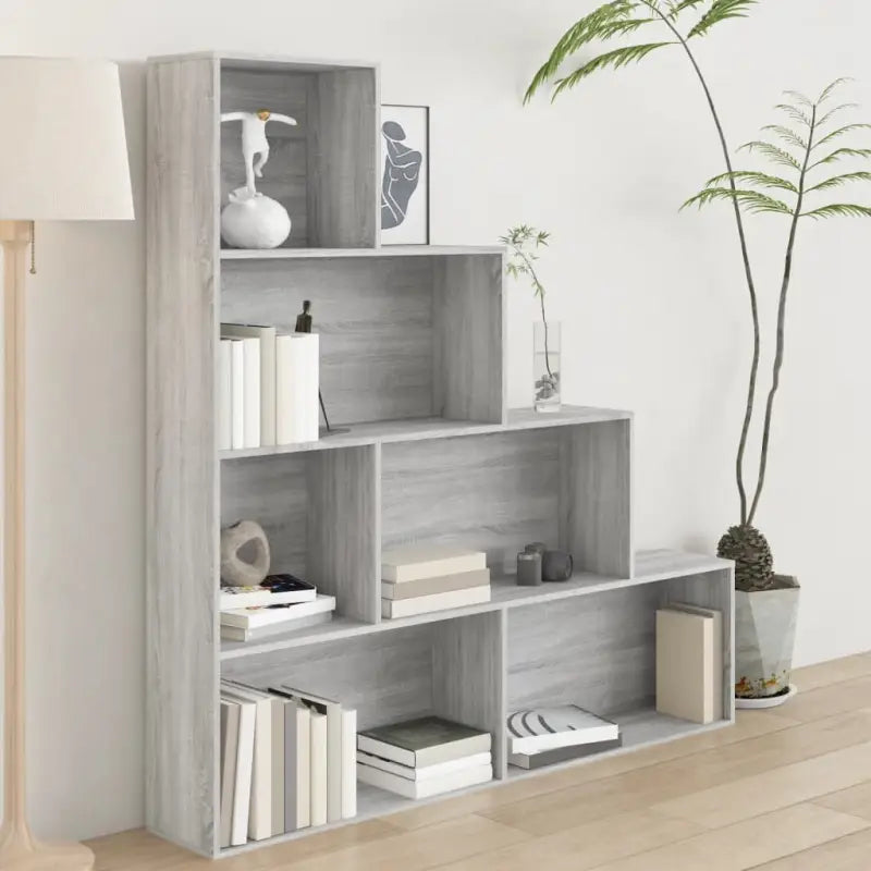 Grijze Sonoma boekenkast met strak design en gemakkelijk schoon te maken - Grijs sonoma / 1 - Boekenkasten
