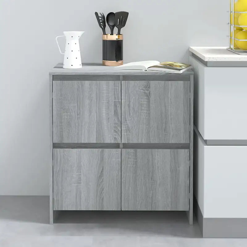 Grijze Sonoma dressoir in bewerkt hout met minimalistisch design - Dressoirs & buffetkasten