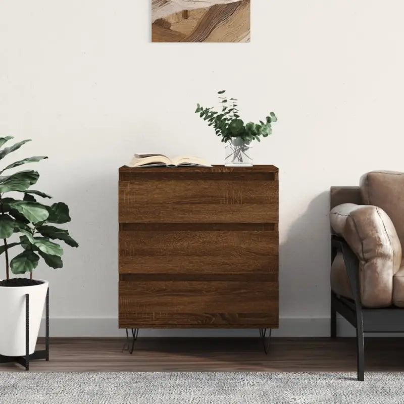 Grijze Sonoma Dressoir met bewerkt hout en ijzeren poten - Bruineiken / 1 - Dressoirs & buffetkasten