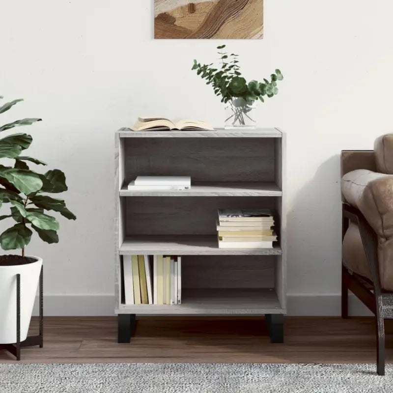 Grijze Sonoma dressoir met bewerkt hout en ijzeren Poten - Dressoirs & buffetkasten