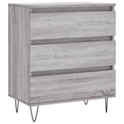 Grijze Sonoma Dressoir met bewerkt hout en ijzeren poten - Dressoirs & buffetkasten
