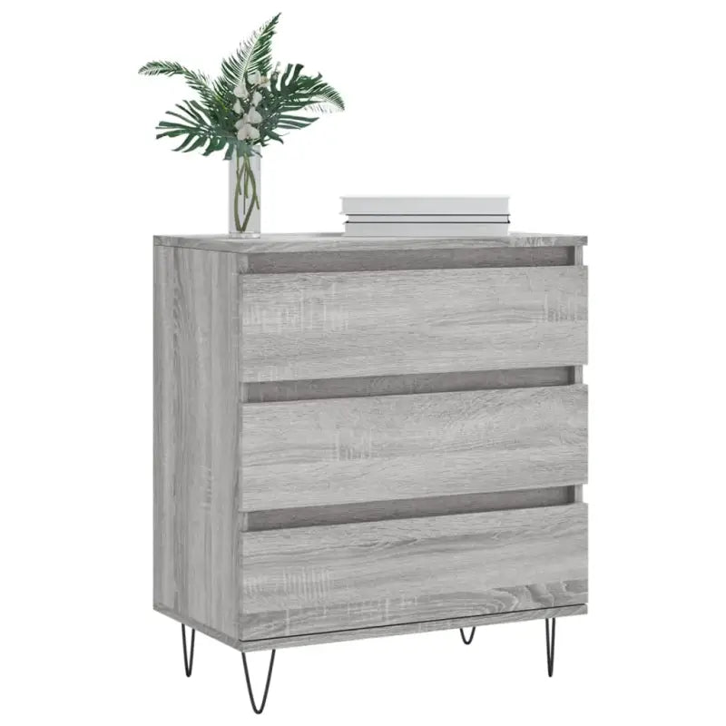 Grijze Sonoma Dressoir met bewerkt hout en ijzeren poten - Dressoirs & buffetkasten