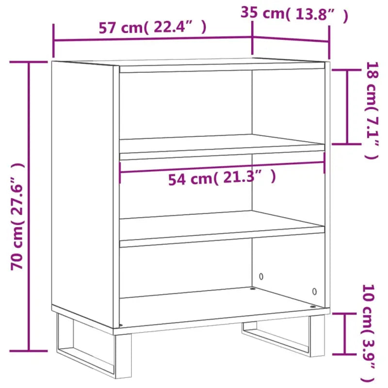 Grijze Sonoma dressoir met bewerkt hout en ijzeren Poten - Dressoirs & buffetkasten