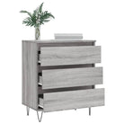 Grijze Sonoma Dressoir met bewerkt hout en ijzeren poten - Dressoirs & buffetkasten