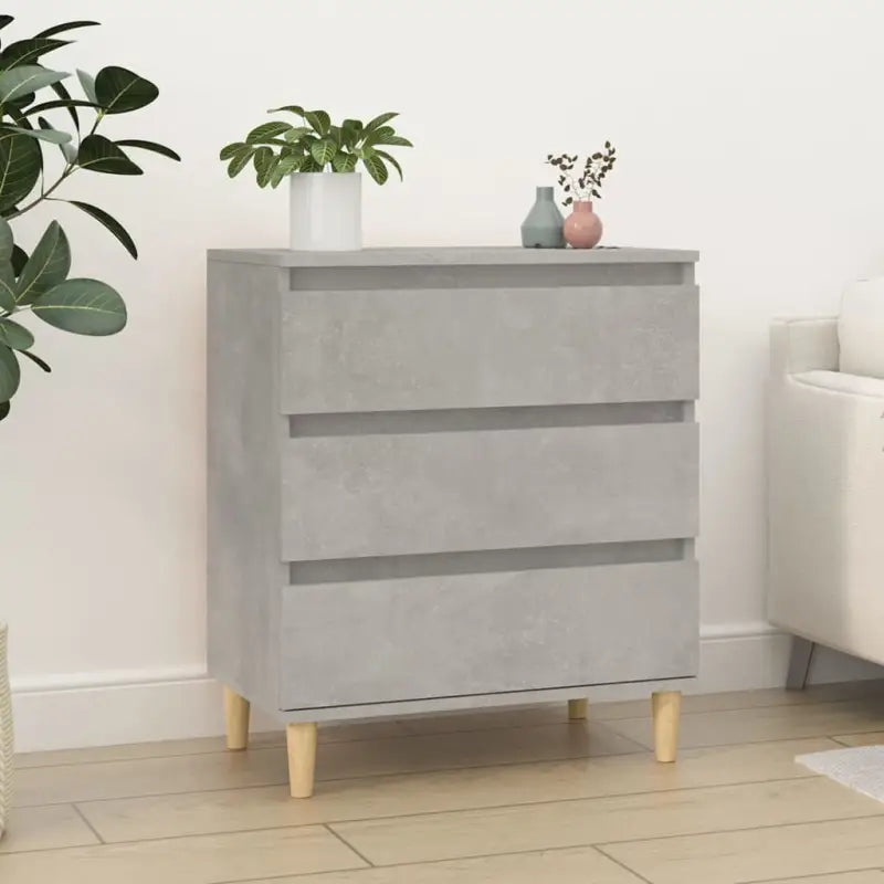 Grijze Sonoma dressoir met houten poten en bewerkt hout - Betongrijs / 1 - Dressoirs & buffetkasten