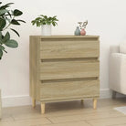 Grijze Sonoma dressoir met houten poten en bewerkt hout - Sonoma eiken / 1 - Dressoirs & buffetkasten