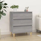 Grijze Sonoma dressoir met houten poten en bewerkt hout - Grijs sonoma / 1 - Dressoirs & buffetkasten