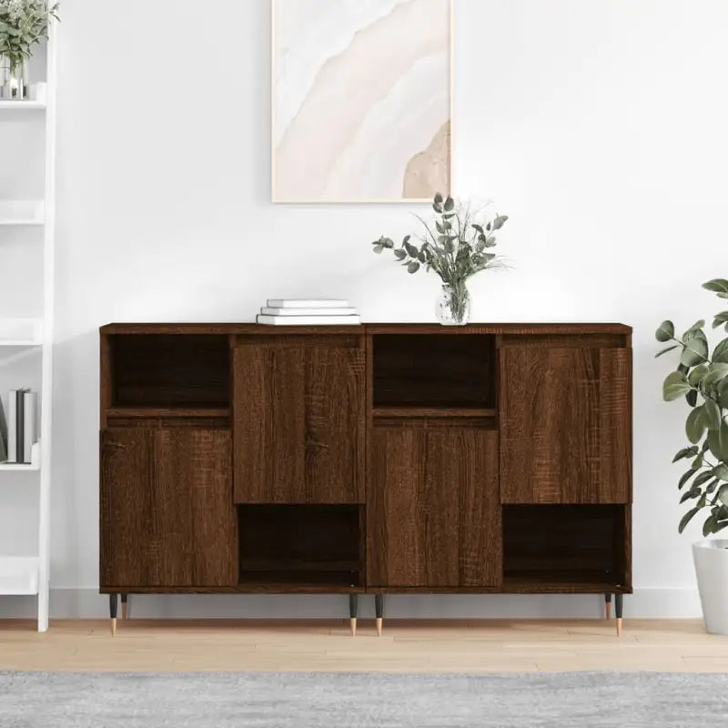 Grijze Sonoma dressoirs en buffettafels van bewerkt hout - bruin eikenkleur / 2 - Dressoirs & buffetkasten