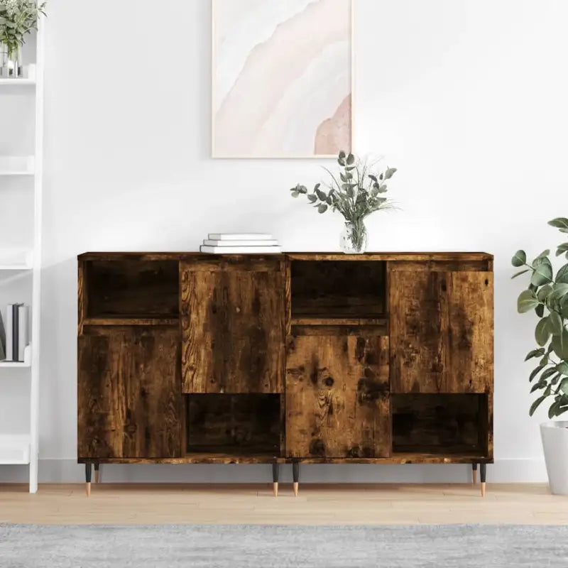Grijze Sonoma dressoirs en buffettafels van bewerkt hout - Gerookt eiken / 2 - Dressoirs & buffetkasten