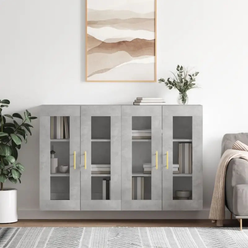 Grijze Sonoma Dressoirs met Extra Opbergruimte en Bewerkt Hout - Betongrijs / 2 / Buis goud - Dressoirs & buffetkasten
