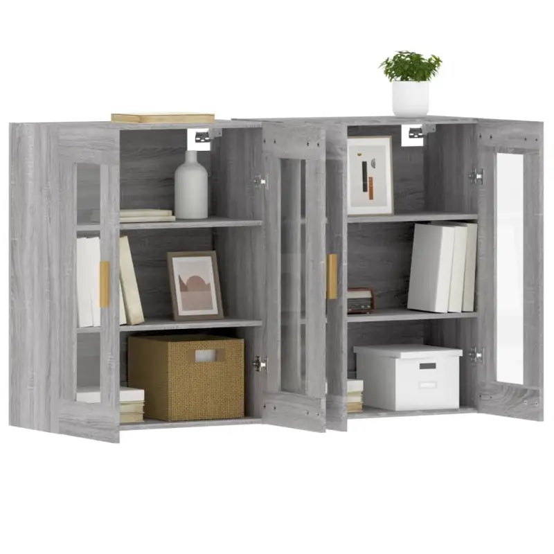 Grijze Sonoma Dressoirs met Extra Opbergruimte en Bewerkt Hout - Dressoirs & buffetkasten