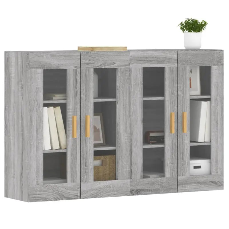 Grijze Sonoma Dressoirs met Extra Opbergruimte en Bewerkt Hout - Dressoirs & buffetkasten