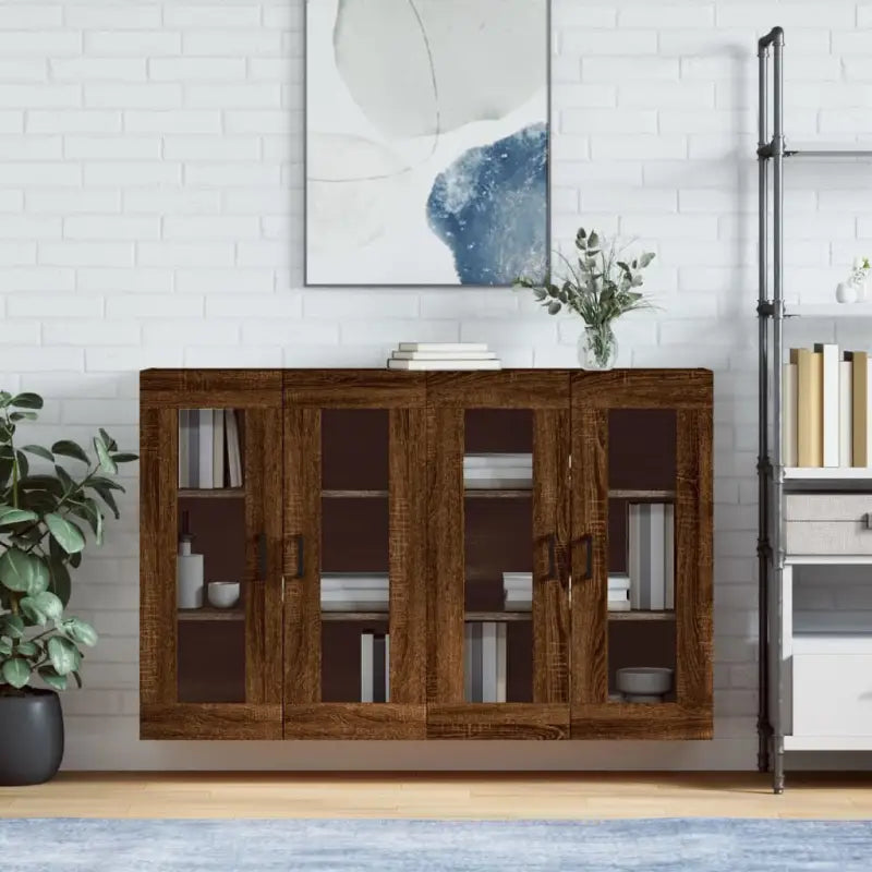 Grijze Sonoma Dressoirs met Extra Opbergruimte en Bewerkt Hout - bruin eikenkleur / 2 / U-vorm zwart - Dressoirs &