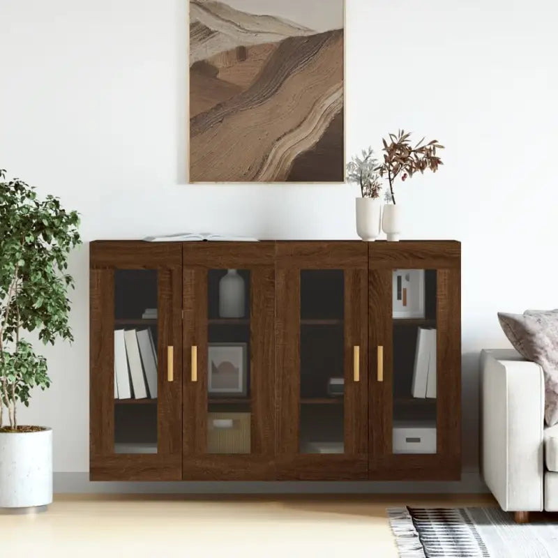 Grijze Sonoma Dressoirs met Extra Opbergruimte en Bewerkt Hout - bruin eikenkleur / 2 / Hout - Dressoirs & buffetkasten