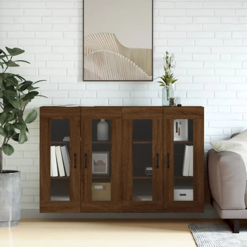 Grijze Sonoma Dressoirs met Extra Opbergruimte en Bewerkt Hout - bruin eikenkleur / 2 / Metaal zwart - Dressoirs &