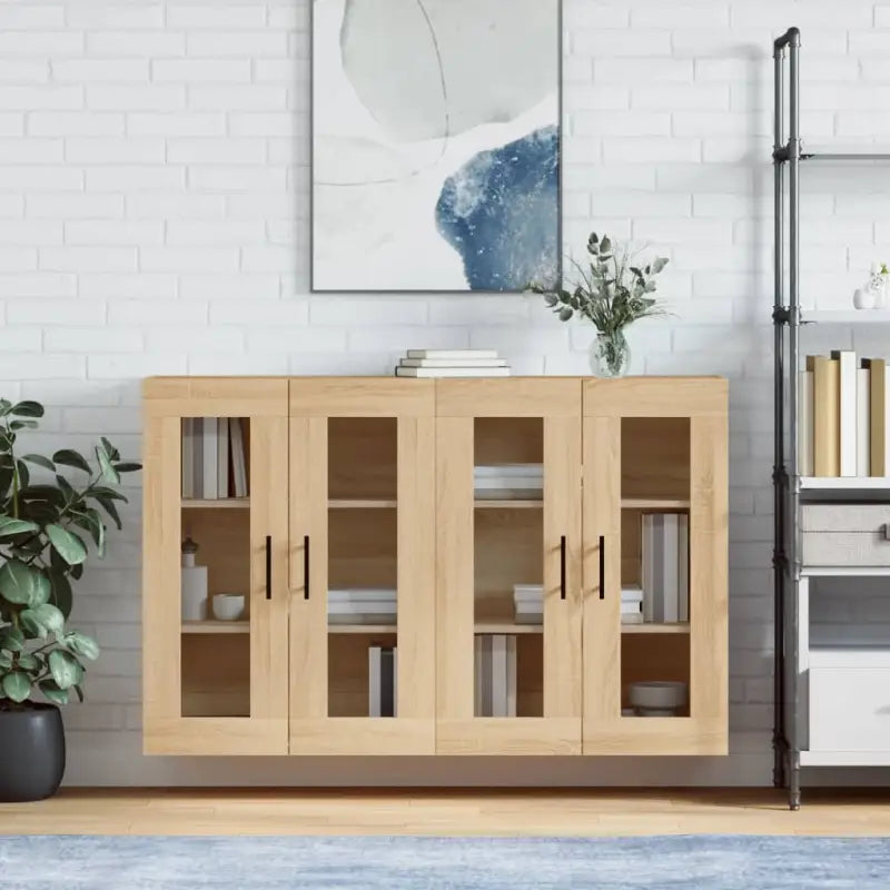 Grijze Sonoma Dressoirs met Extra Opbergruimte en Bewerkt Hout - Sonoma eiken / 2 / Buis zwart - Dressoirs &