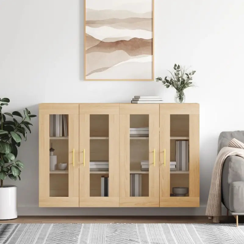 Grijze Sonoma Dressoirs met Extra Opbergruimte en Bewerkt Hout - Sonoma eiken / 2 / Buis goud - Dressoirs & buffetkasten
