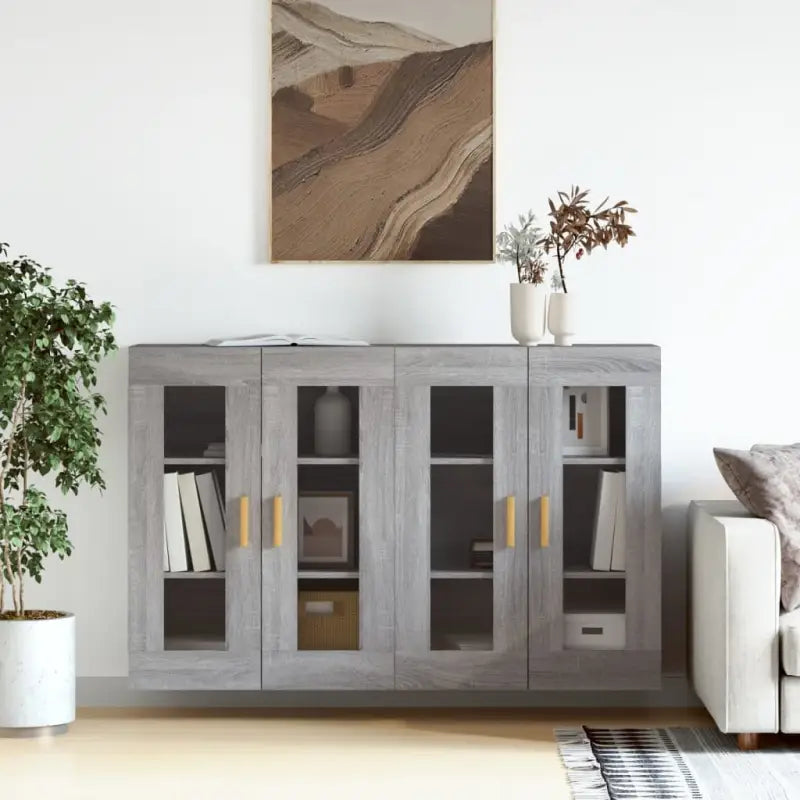 Grijze Sonoma Dressoirs met Extra Opbergruimte en Bewerkt Hout - Grijs sonoma / 2 / Hout - Dressoirs & buffetkasten