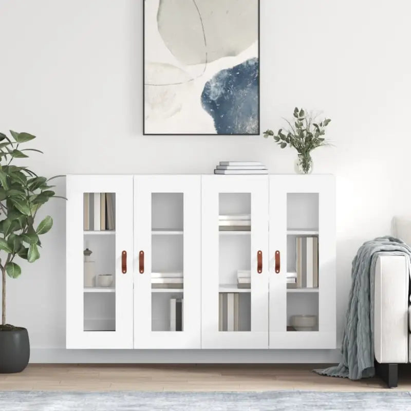 Grijze Sonoma Dressoirs met Extra Opbergruimte en Bewerkt Hout - Wit / 2 / Leer - Dressoirs & buffetkasten
