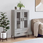 Grijze Sonoma hoge kast met metalen poten voor een moderne uitstraling - Dressoirs & buffetkasten